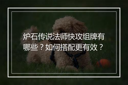炉石传说法师快攻组牌有哪些？如何搭配更有效？