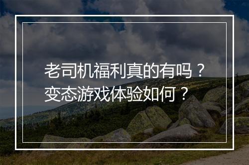 老司机福利真的有吗？变态游戏体验如何？