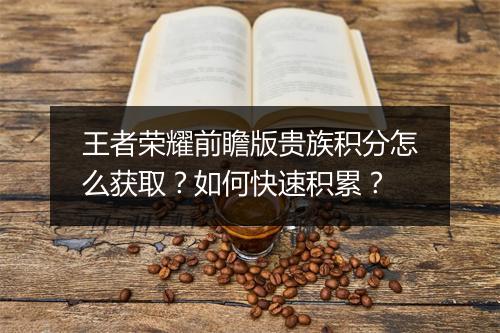 王者荣耀前瞻版贵族积分怎么获取？如何快速积累？