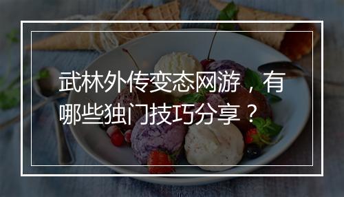 武林外传变态网游,有哪些独门技巧分享?