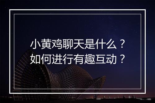 小黄鸡聊天是什么？如何进行有趣互动？
