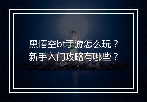 黑悟空bt手游怎么玩？新手入门攻略有哪些？