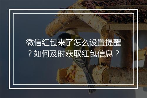微信红包来了怎么设置提醒？如何及时获取红包信息？