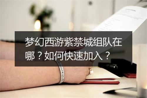 梦幻西游紫禁城组队在哪？如何快速加入？