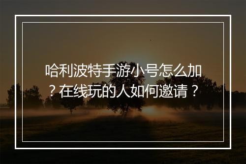 哈利波特手游小号怎么加？在线玩的人如何邀请？