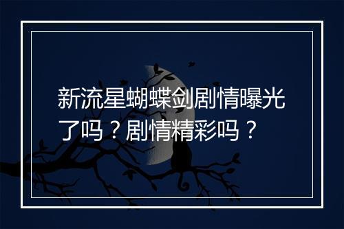 新流星蝴蝶剑剧情曝光了吗？剧情精彩吗？