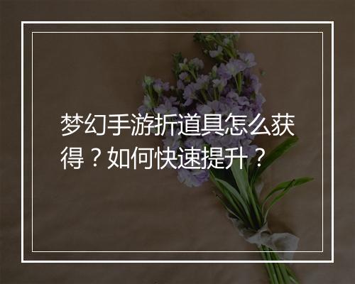 梦幻手游折道具怎么获得?如何快速提升?