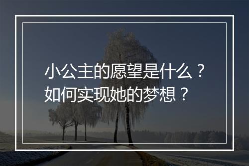 小公主的愿望是什么?如何实现她的梦想?