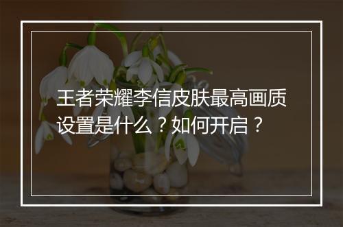 王者荣耀李信皮肤最高画质设置是什么？如何开启？