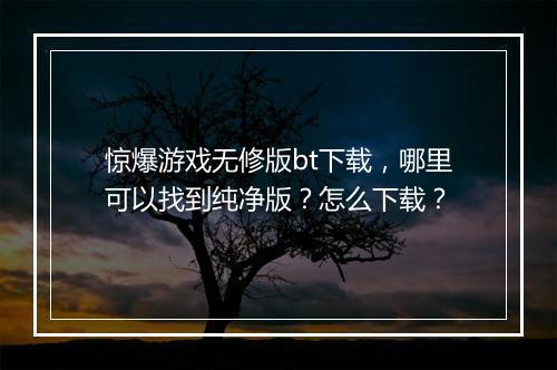 惊爆游戏无修版bt下载，哪里可以找到纯净版？怎么下载？