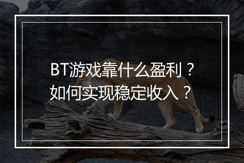 BT游戏靠什么盈利？如何实现稳定收入？
