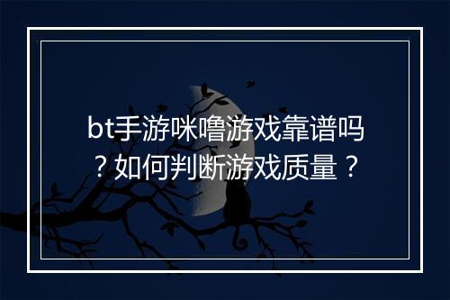 bt手游咪噜游戏靠谱吗？如何判断游戏质量？