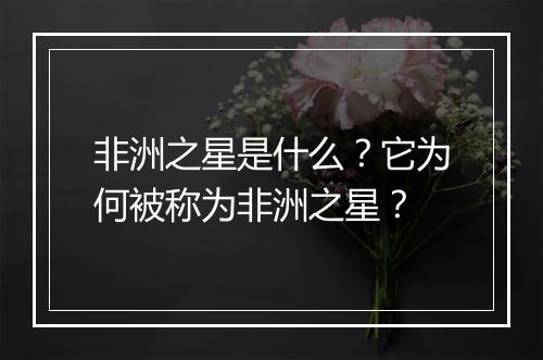 非洲之星是什么？它为何被称为非洲之星？