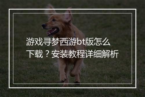 游戏寻梦西游bt版怎么下载?安装教程详细解析