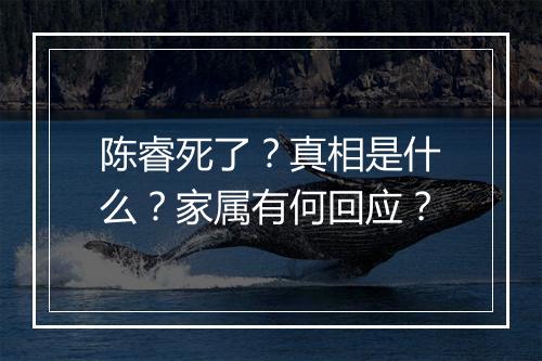 陈睿死了?真相是什么?家属有何回应?