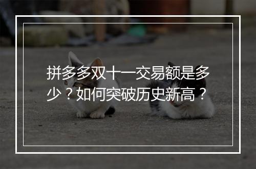 拼多多双十一交易额是多少？如何突破历史新高？
