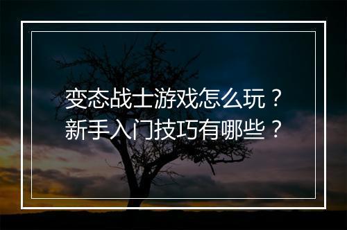 变态战士游戏怎么玩？新手入门技巧有哪些？