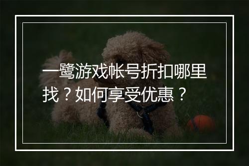 一鹭游戏帐号折扣哪里找?如何享受优惠?