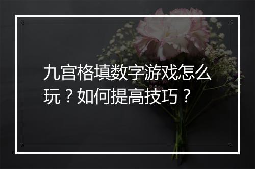 九宫格填数字游戏怎么玩?如何提高技巧?