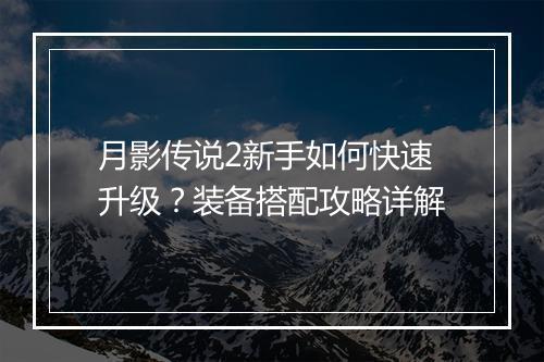 月影传说2新手如何快速升级？装备搭配攻略详解