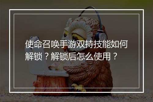使命召唤手游双持技能如何解锁？解锁后怎么使用？