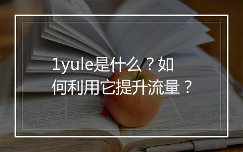 1yule是什么?如何利用它提升流量?