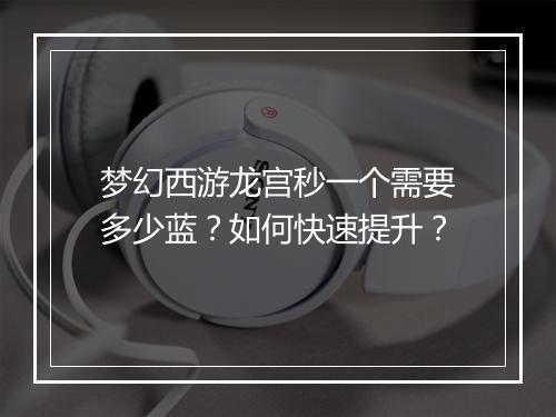梦幻西游龙宫秒一个需要多少蓝？如何快速提升？