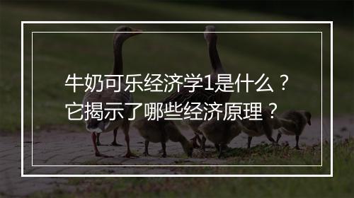 牛奶可乐经济学1是什么?它揭示了哪些经济原理?