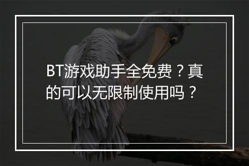 BT游戏助手全免费?真的可以无限制使用吗?