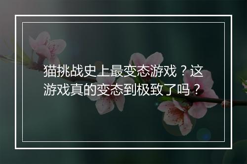 猫挑战史上最变态游戏?这游戏真的变态到极致了吗?
