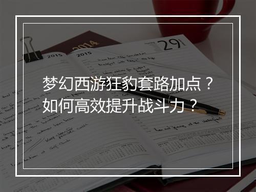 梦幻西游狂豹套路加点？如何高效提升战斗力？