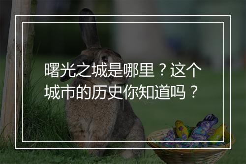 曙光之城是哪里？这个城市的历史你知道吗？
