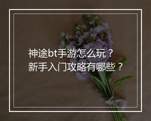神途bt手游怎么玩?新手入门攻略有哪些?