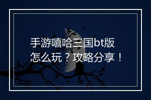 手游嘻哈三国bt版怎么玩？攻略分享！