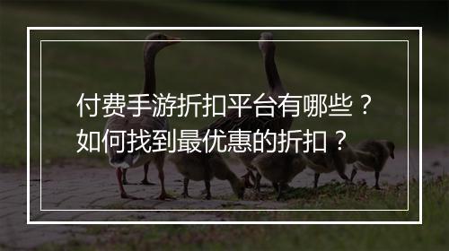 付费手游折扣平台有哪些?如何找到最优惠的折扣?