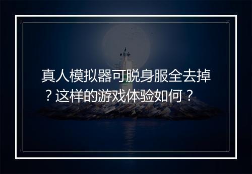 真人模拟器可脱身服全去掉？这样的游戏体验如何？