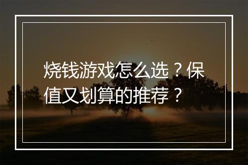 烧钱游戏怎么选？保值又划算的推荐？