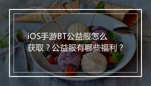iOS手游BT公益服怎么获取?公益服有哪些福利?