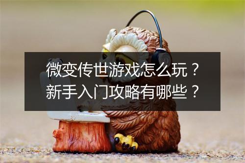 微变传世游戏怎么玩?新手入门攻略有哪些?