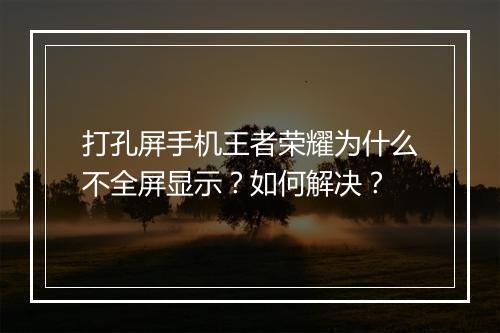 打孔屏手机王者荣耀为什么不全屏显示？如何解决？