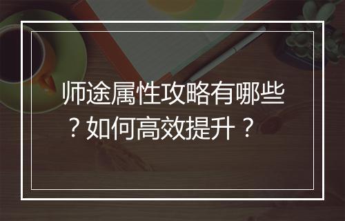 师途属性攻略有哪些？如何高效提升？