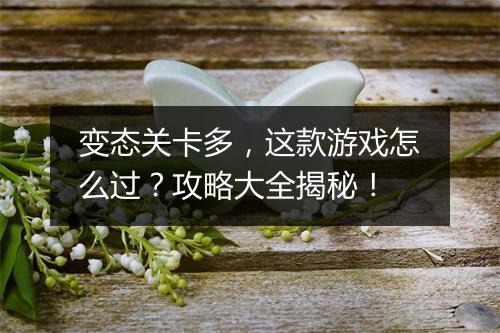 变态关卡多,这款游戏怎么过?攻略大全揭秘!