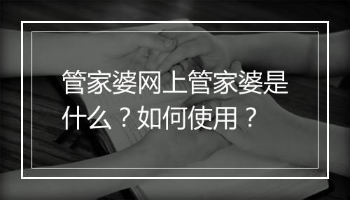 管家婆网上管家婆是什么?如何使用?
