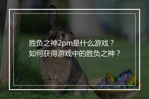 胜负之神2pm是什么游戏？如何获得游戏中的胜负之神？
