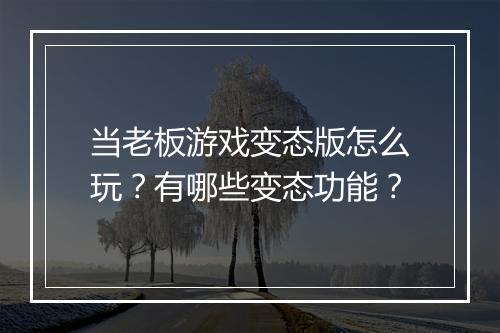 当老板游戏变态版怎么玩?有哪些变态功能?