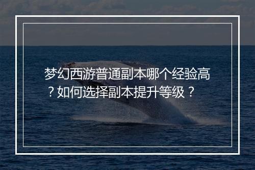 梦幻西游普通副本哪个经验高？如何选择副本提升等级？