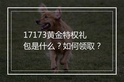 17173黄金特权礼包是什么?如何领取?