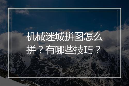 机械迷城拼图怎么拼？有哪些技巧？