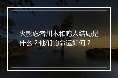 火影忍者川木和鸣人结局是什么？他们的命运如何？