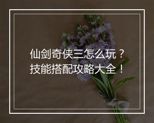 仙剑奇侠三怎么玩?技能搭配攻略大全!